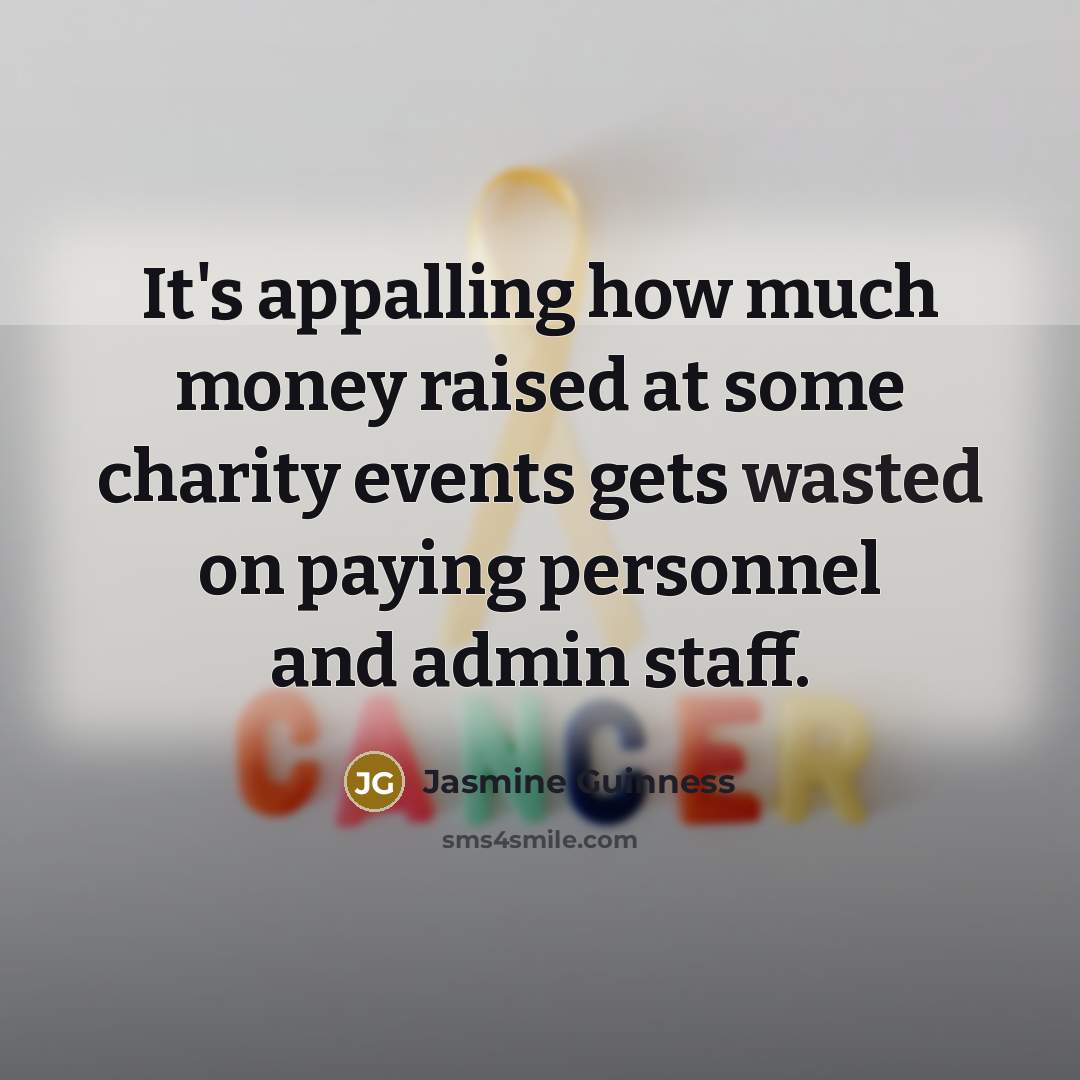 “It's appalling how much money raised at some charity events…” quote by Jasmine Guinness