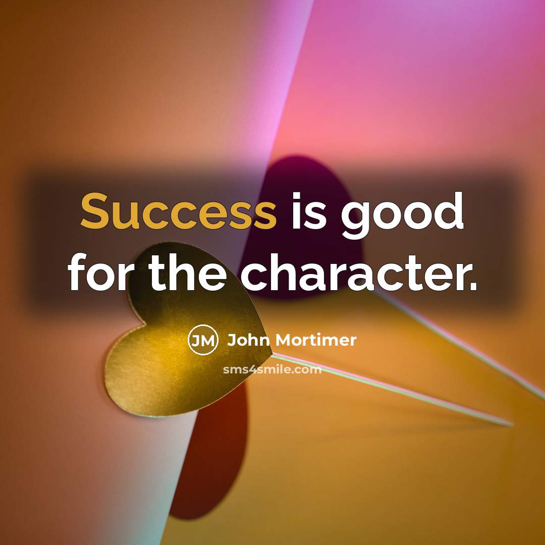 “Success is good for the character.…” quote by John Mortimer