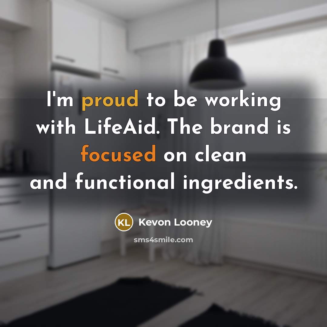 “I'm proud to be working with LifeAid. The brand is…” quote by Kevon Looney