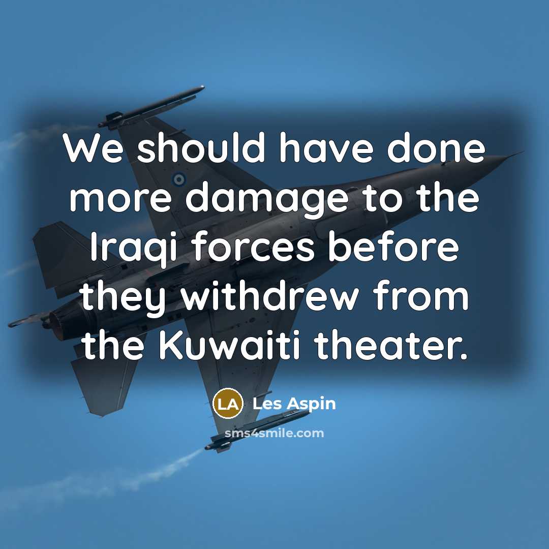“We should have done more damage to the Iraqi forces…” quote by Les Aspin