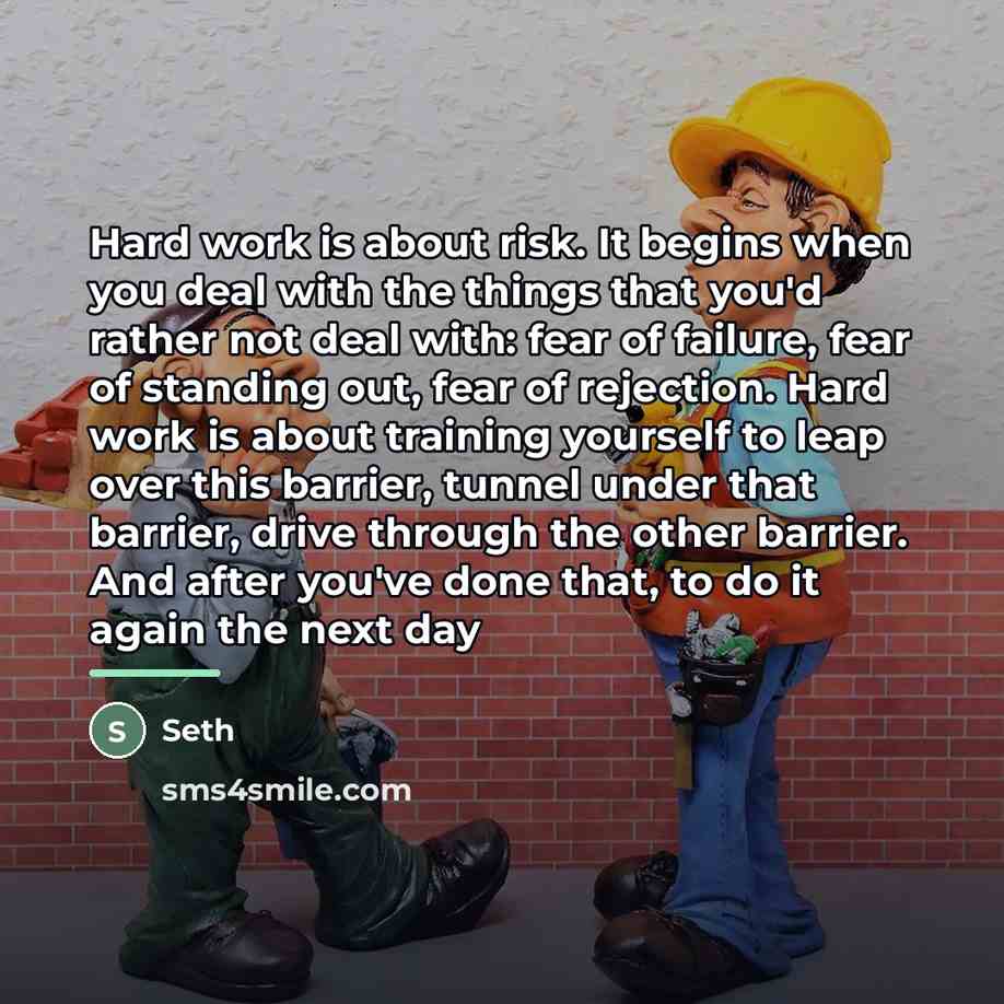 “Hard work is about risk. It begins when you deal…” quote by Seth