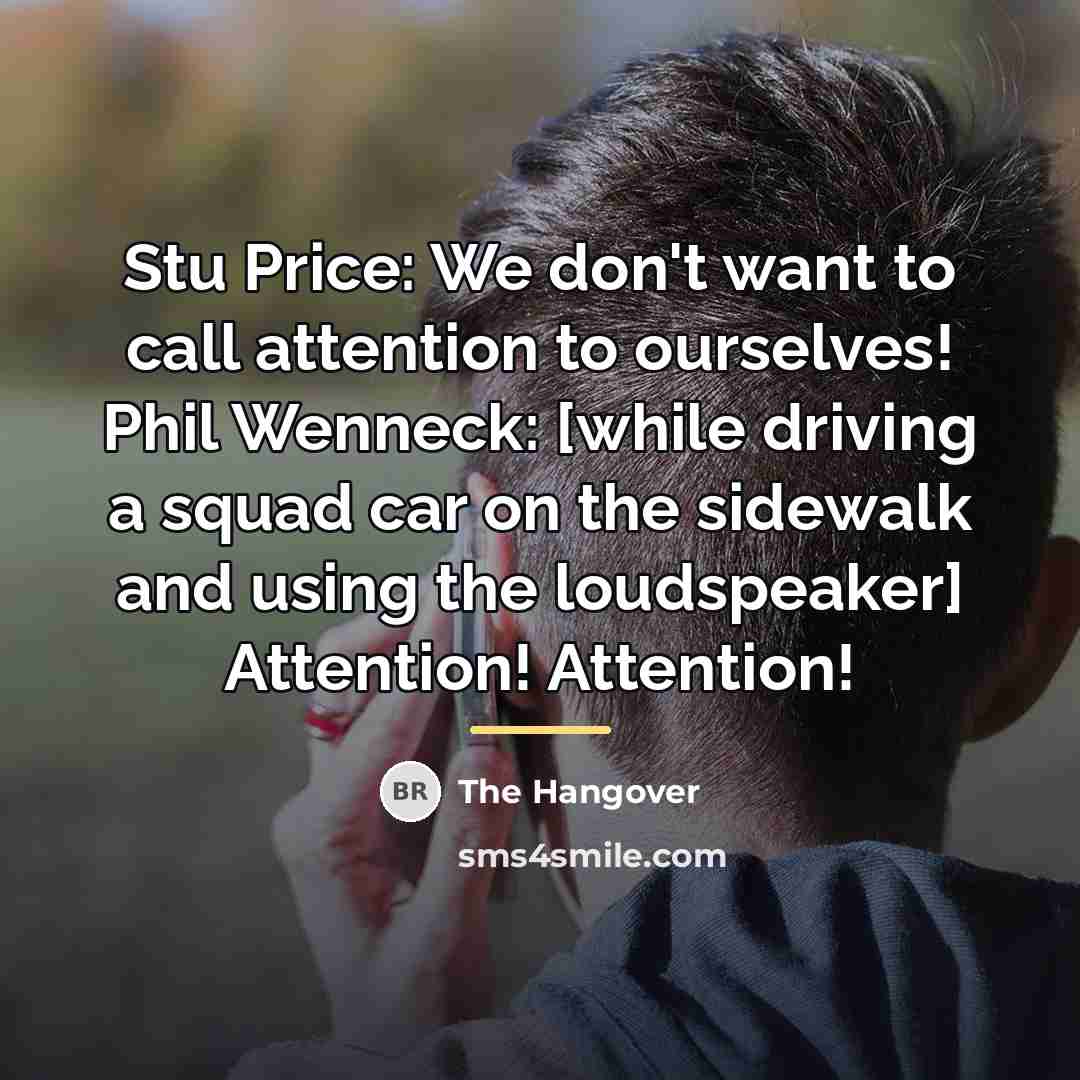 “Stu Price: We don't want to call attention to ourselves!…” quote by The Hangover