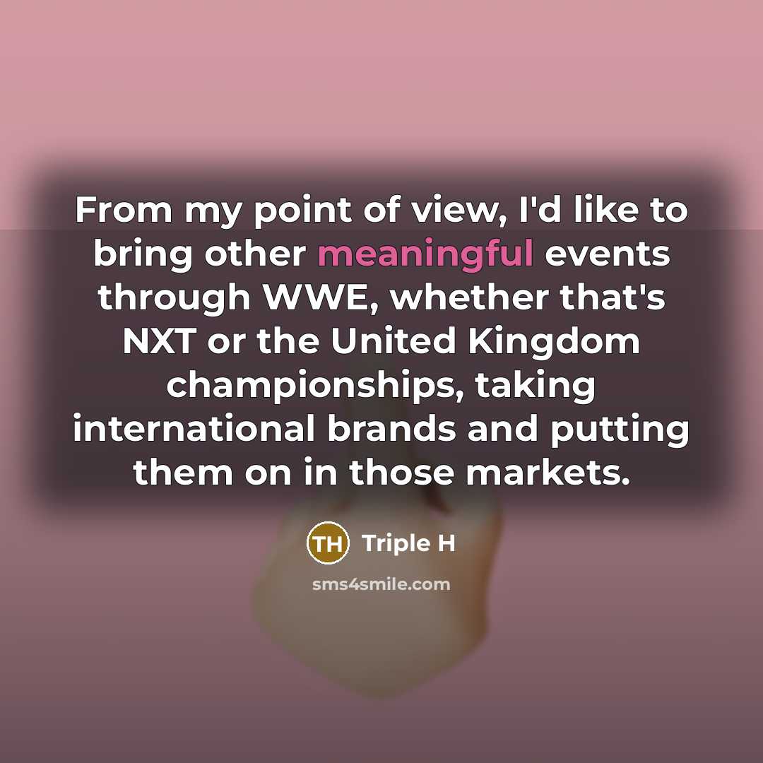 “From my point of view, I'd like to bring other…” quote by Triple H