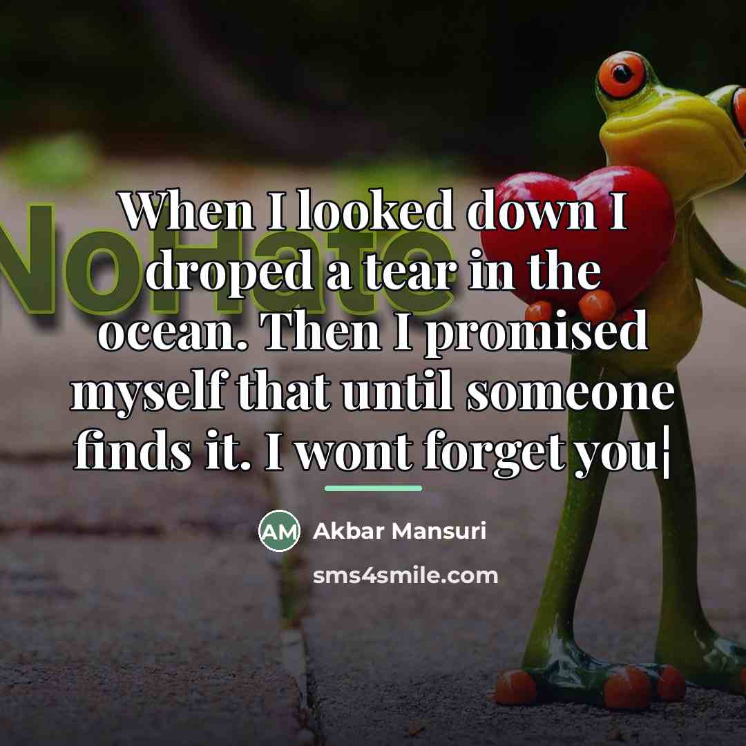 “When I looked down I droped a tear in the…” quote by Akbar Mansuri