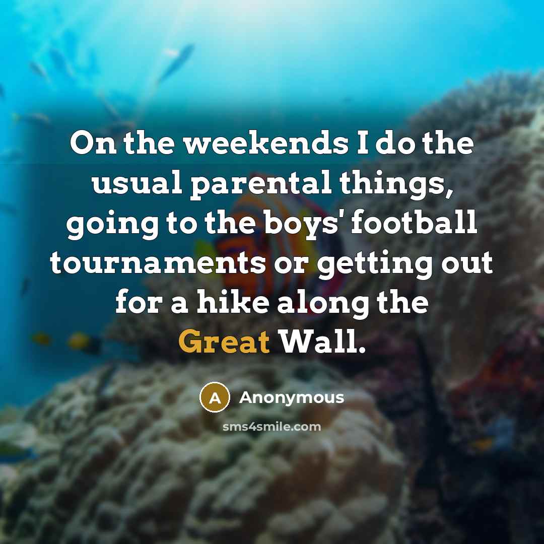 “On the weekends I do the usual parental things, going…” quote by Anonymous