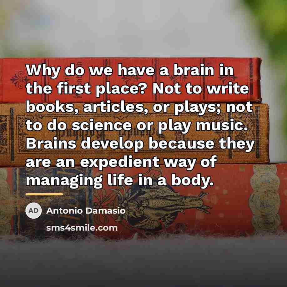 “Why do we have a brain in the first place?…” quote by Antonio Damasio