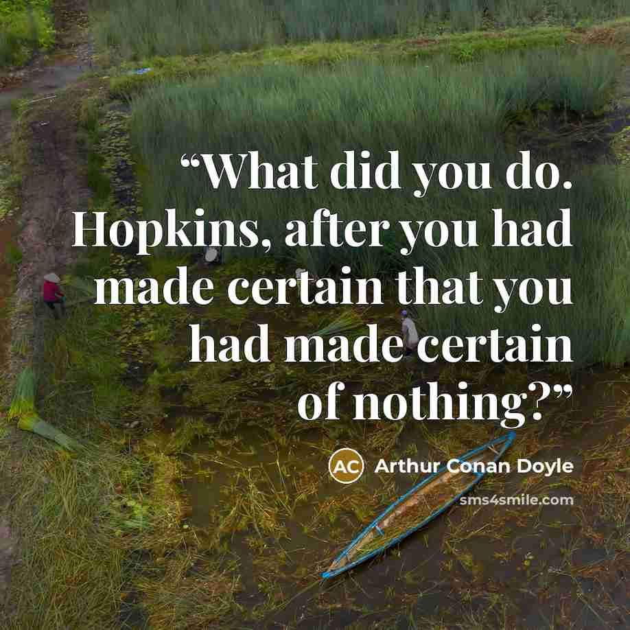 “What did you do. Hopkins, after you had made certain that you had made certain of nothing?” quote by Arthur Conan Doyle