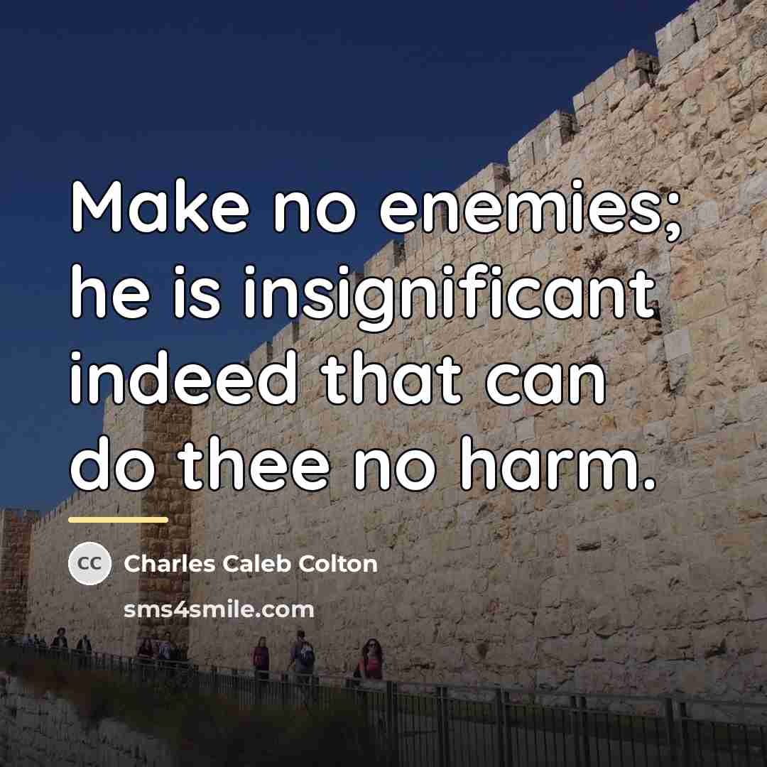 “Make no enemies; he is insignificant indeed that can do…” quote by Charles Caleb Colton