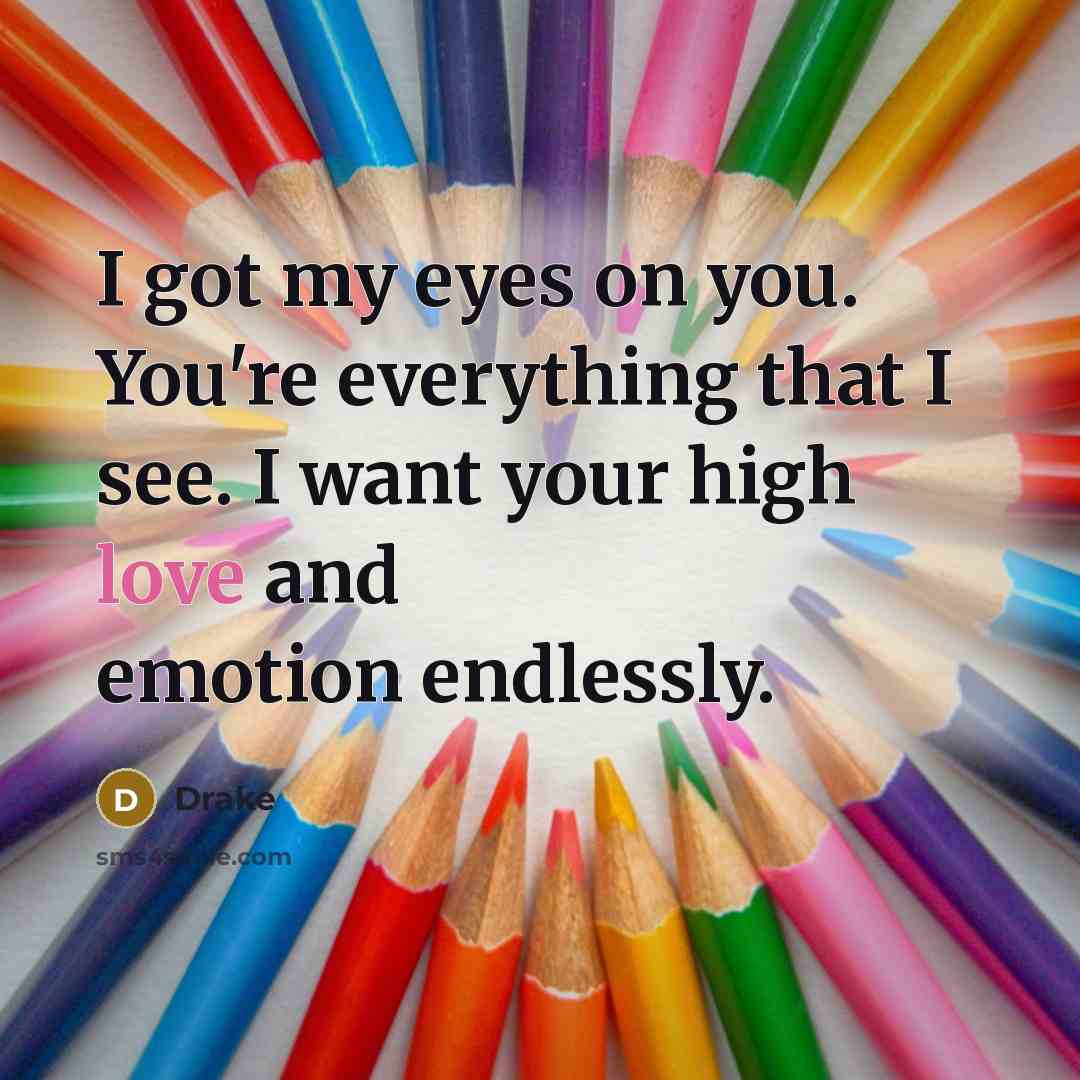“I got my eyes on you. You're everything that I…” quote by Drake
