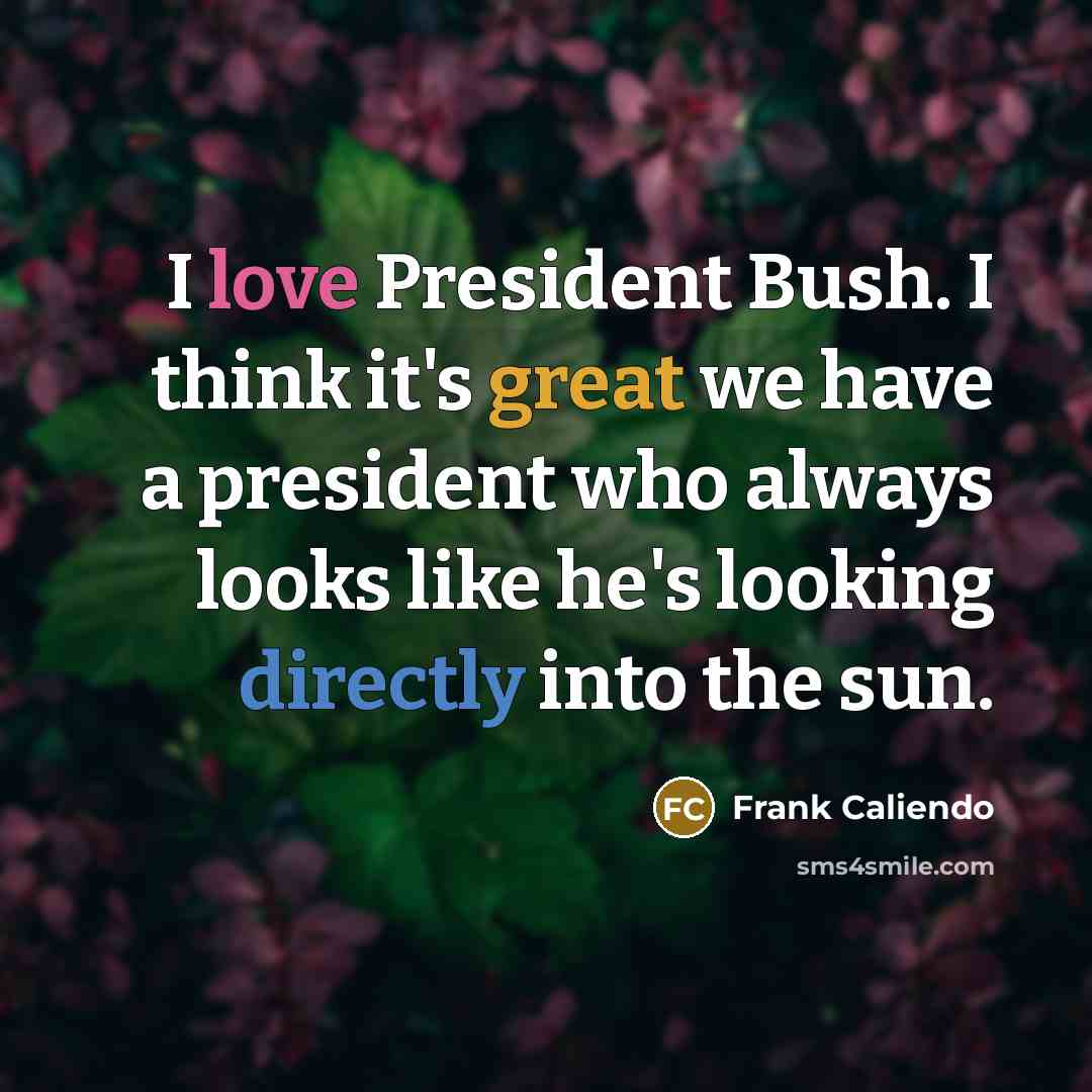 “I love President Bush. I think it's great we have a president who always looks like he's looking directly into the sun.” quote by Frank Caliendo
