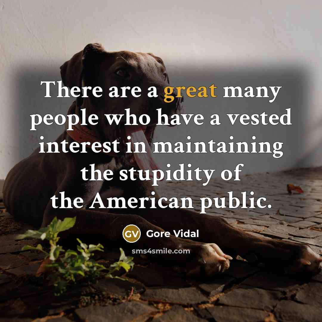 “There are a great many people who have a vested interest in maintaining the stupidity of the American public.” quote by Gore Vidal