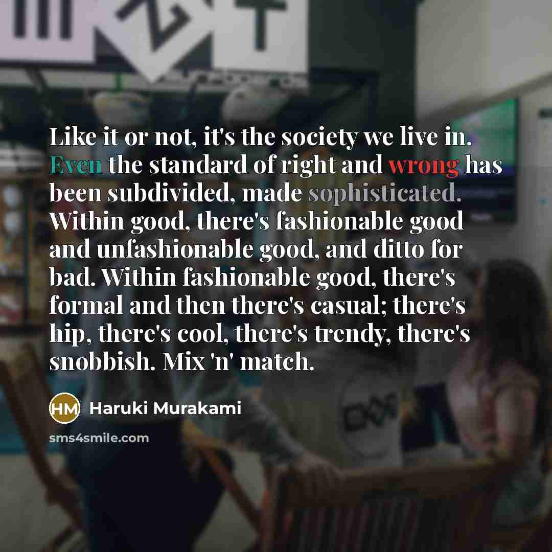 “Like it or not, it's the society we live in.…” quote by Haruki Murakami