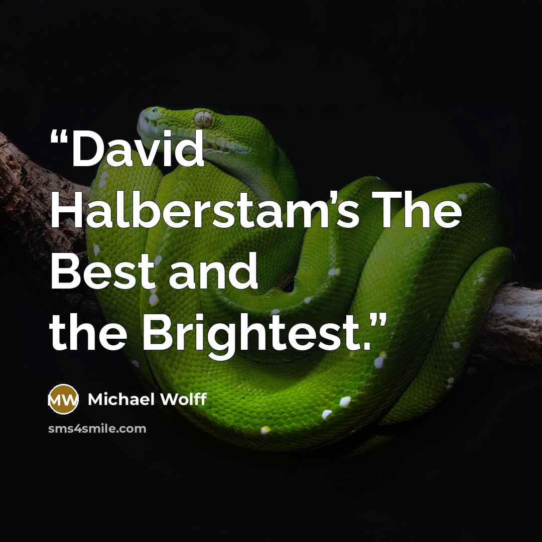 “David Halberstam’s The Best and the Brightest.” quote by Michael Wolff
