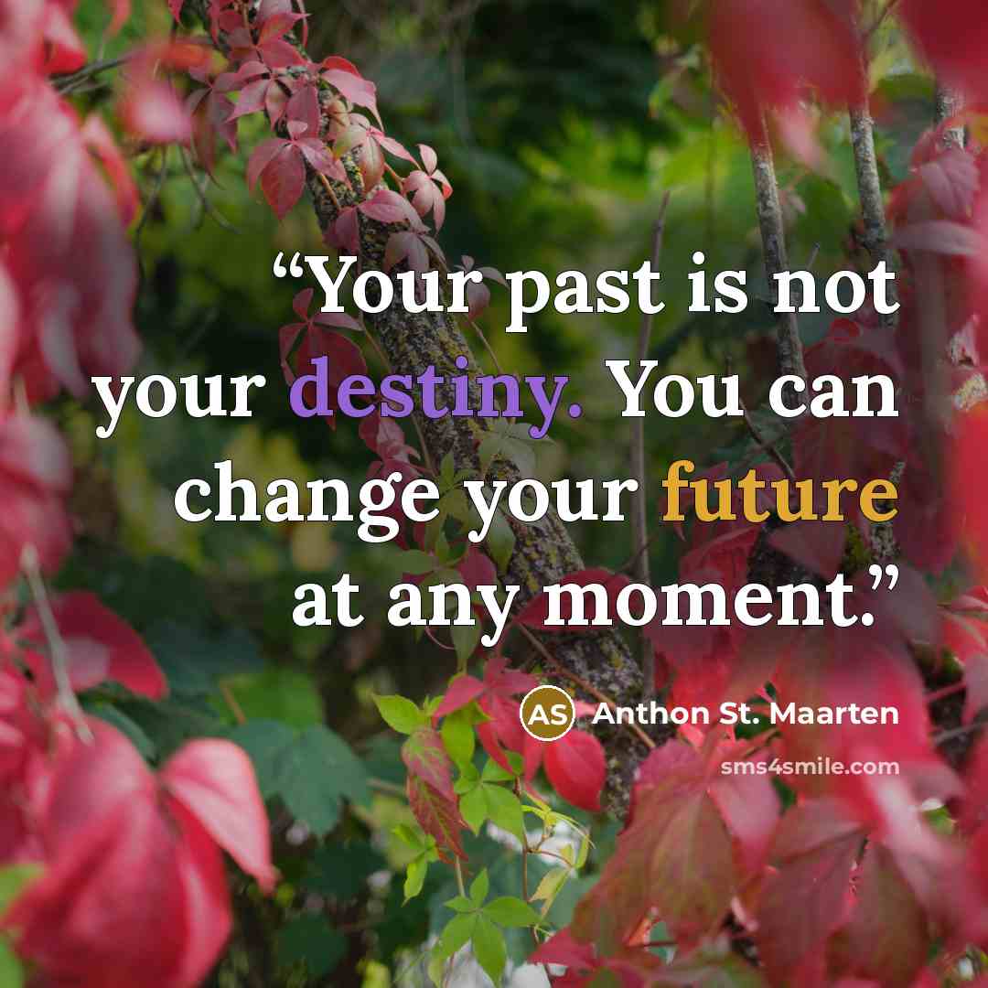 “Your past is not your destiny. You can change your future at any moment.” quote by Anthon St. Maarten