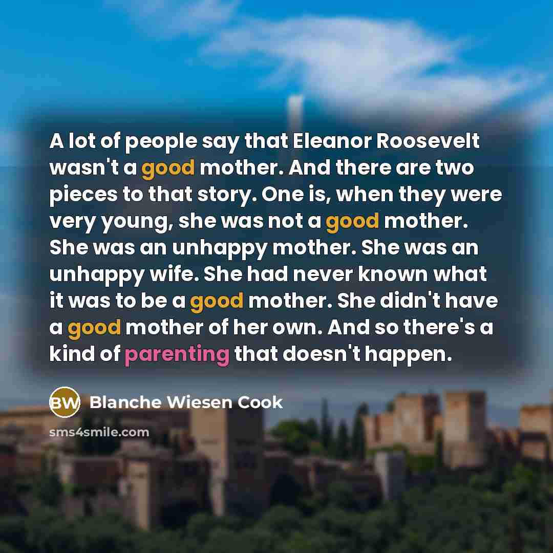 “A lot of people say that Eleanor Roosevelt wasn't a…” quote by Blanche Wiesen Cook