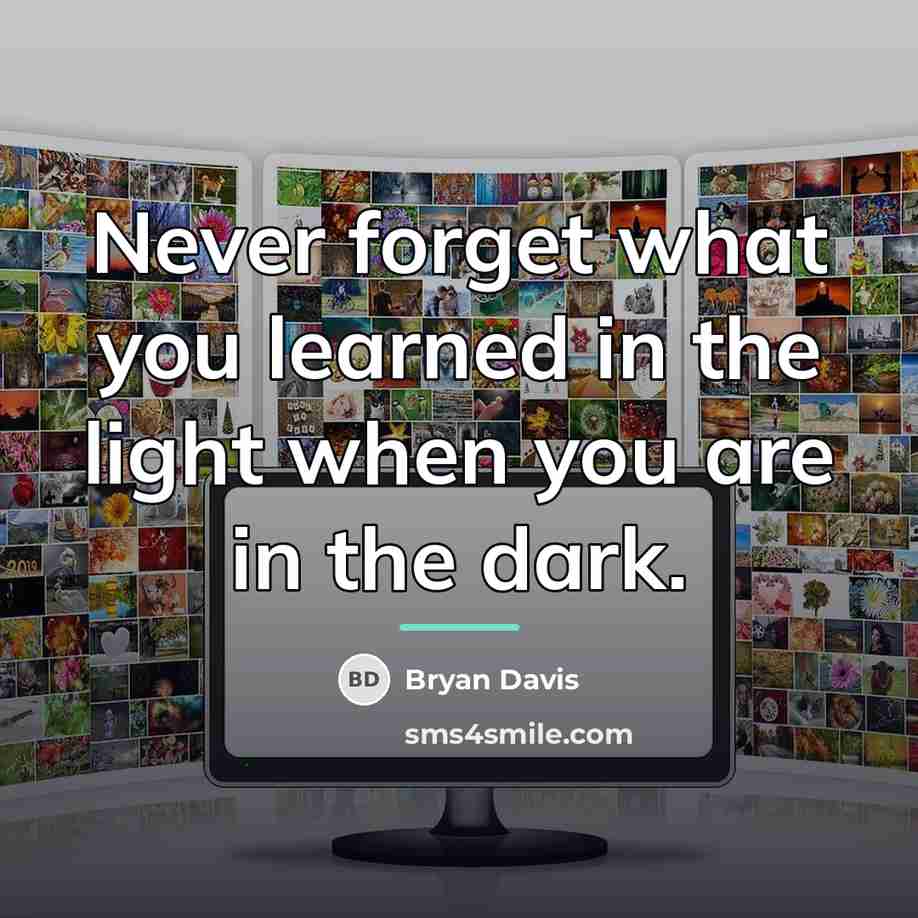 “Never forget what you learned in the light when you…” quote by Bryan Davis