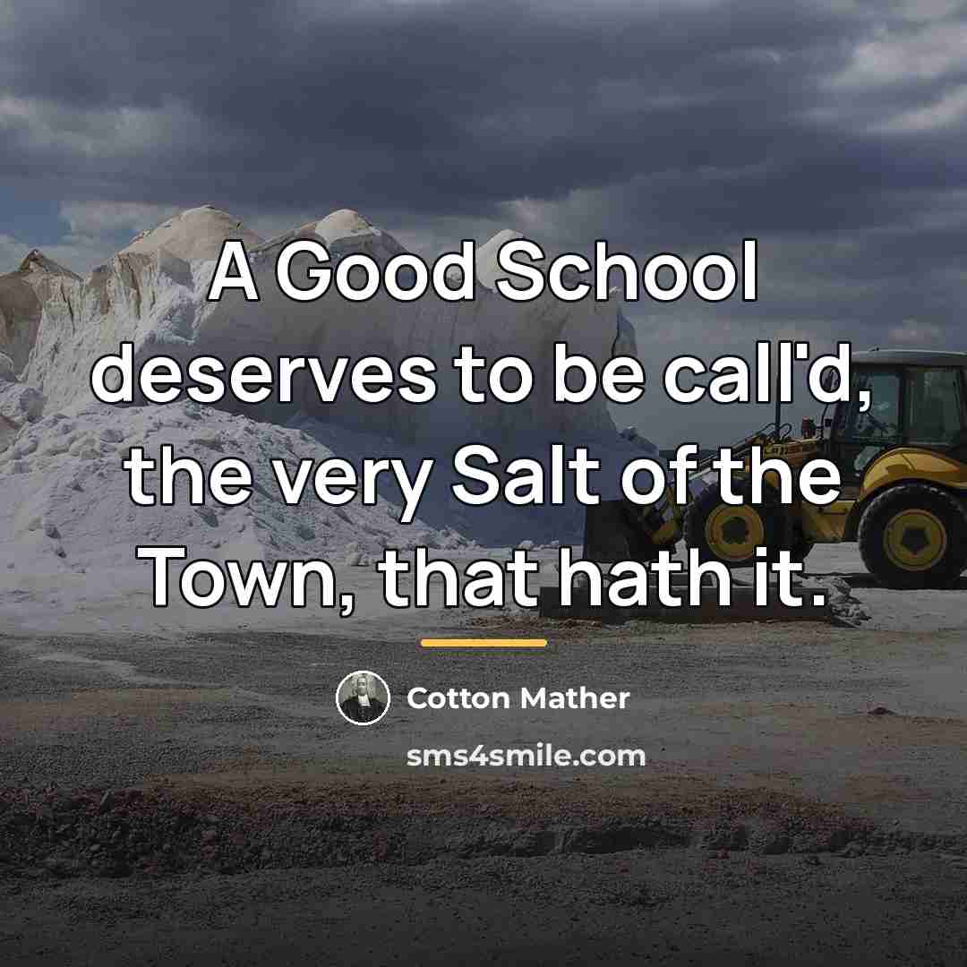 “A Good School deserves to be call'd, the very Salt…” quote by Cotton Mather