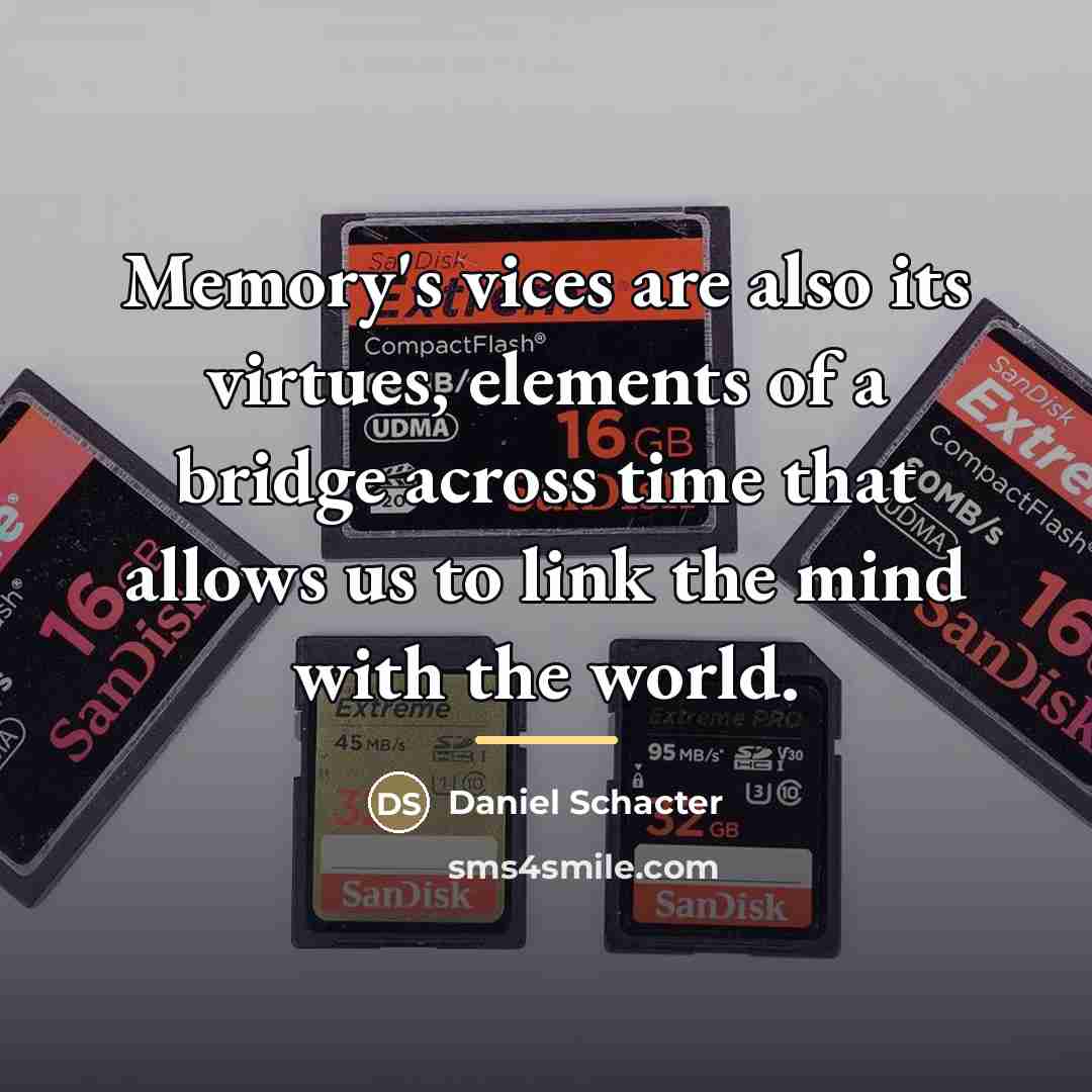 “Memory's vices are also its virtues, elements of a bridge…” quote by Daniel Schacter