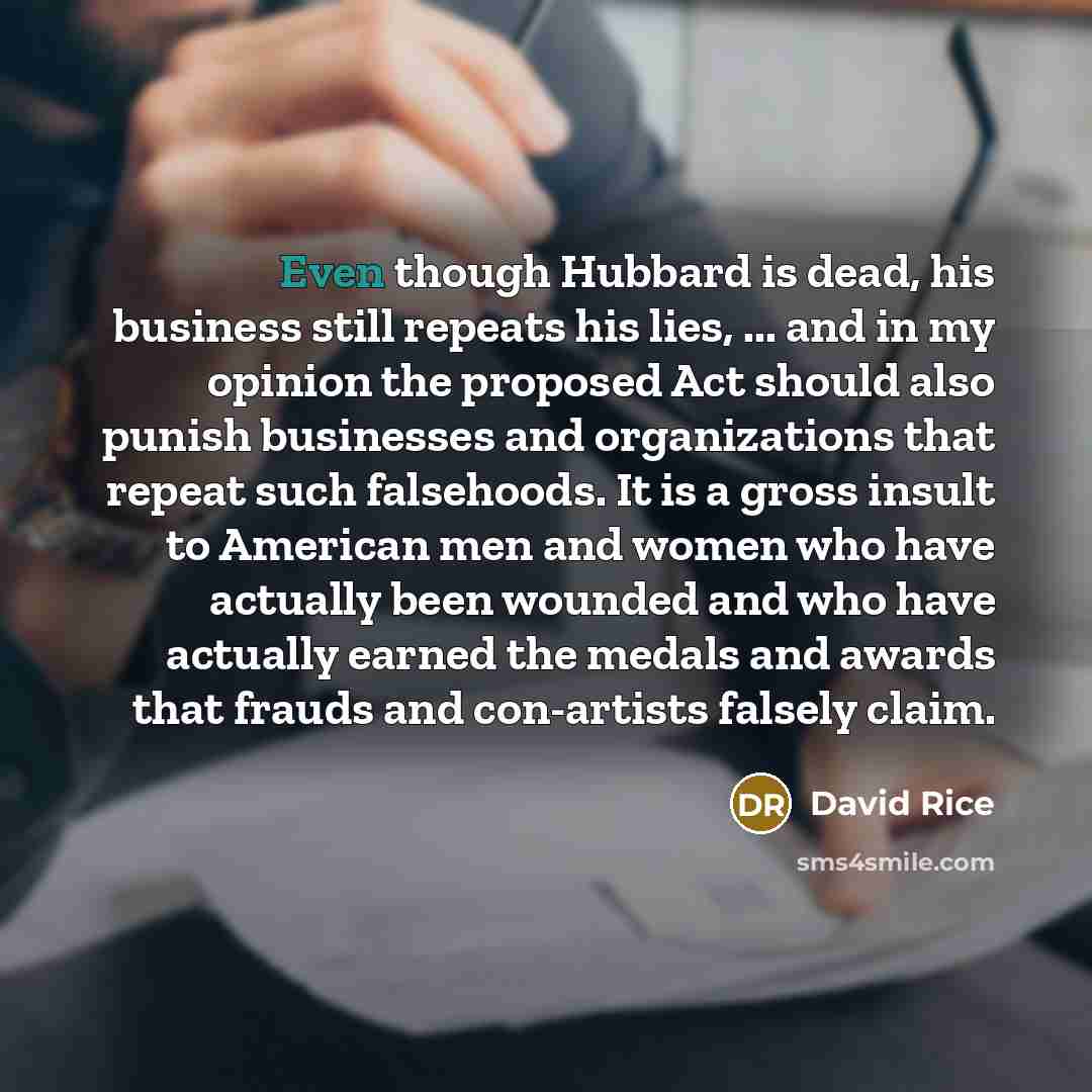 “Even though Hubbard is dead, his business still repeats his…” quote by David Rice
