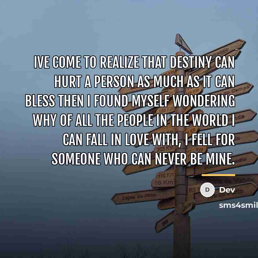 “Ive come to realize that destiny can hurt a person…” quote by Dev