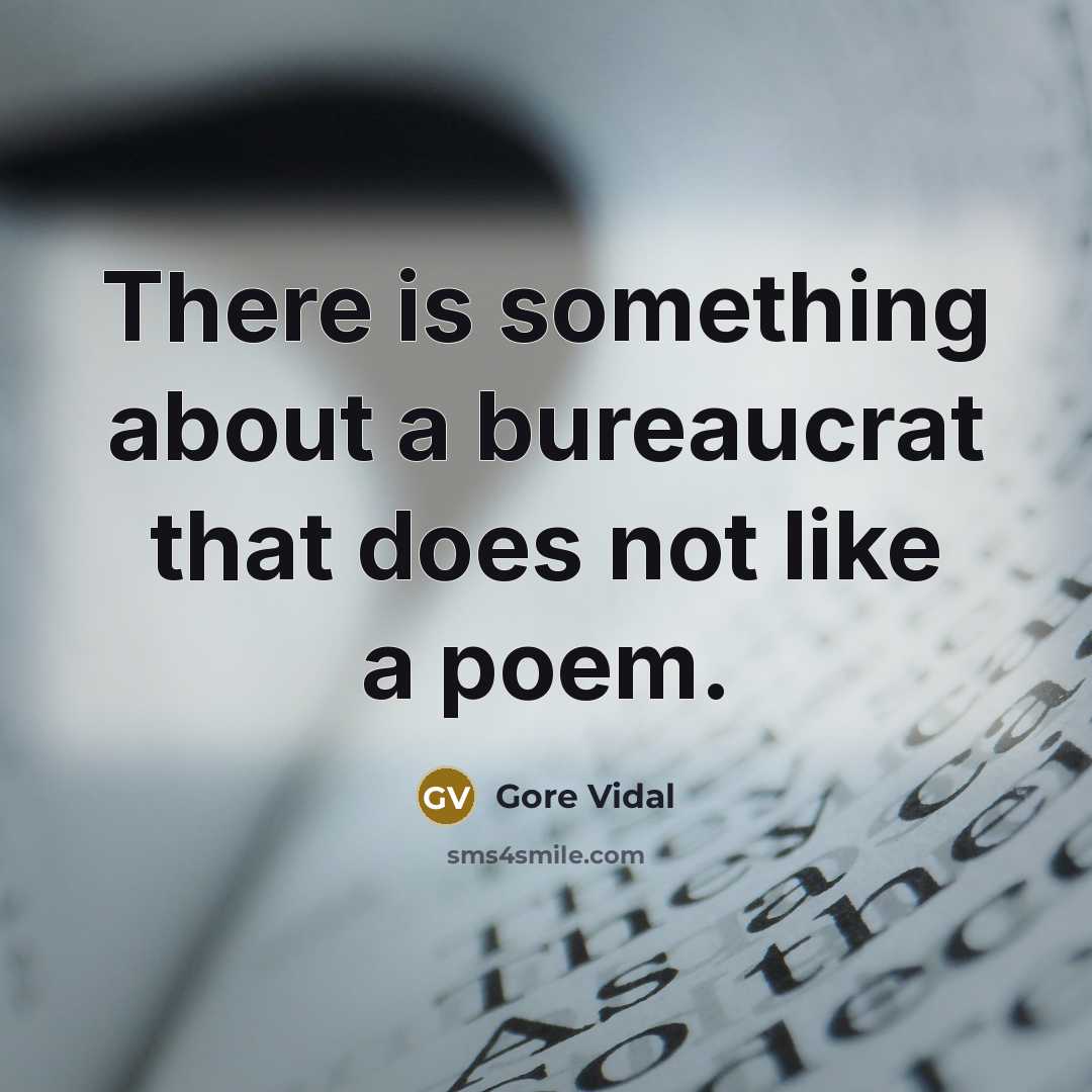 “There is something about a bureaucrat that does not like…” quote by Gore Vidal