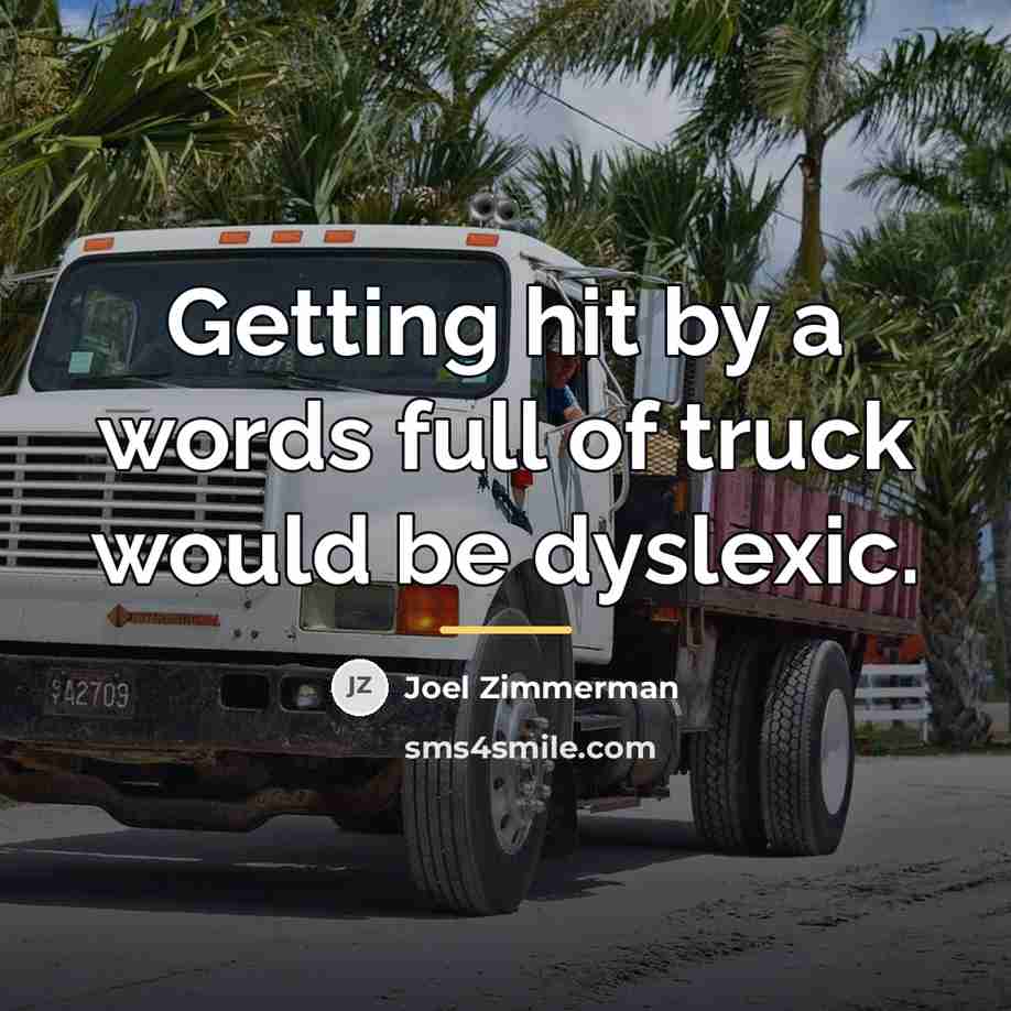 “Getting hit by a words full of truck would be…” quote by Joel Zimmerman