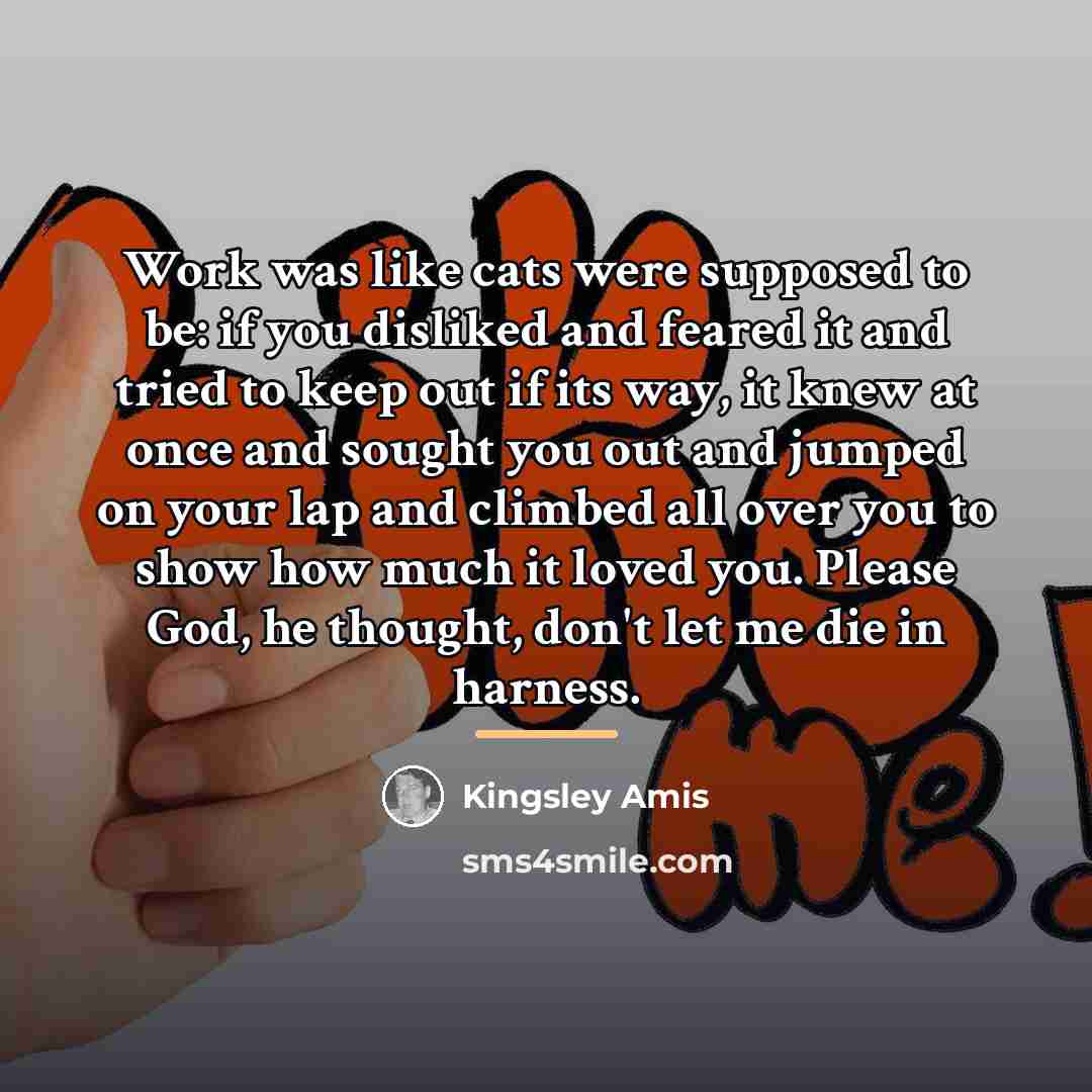 “Work was like cats were supposed to be: if you…” quote by Kingsley Amis