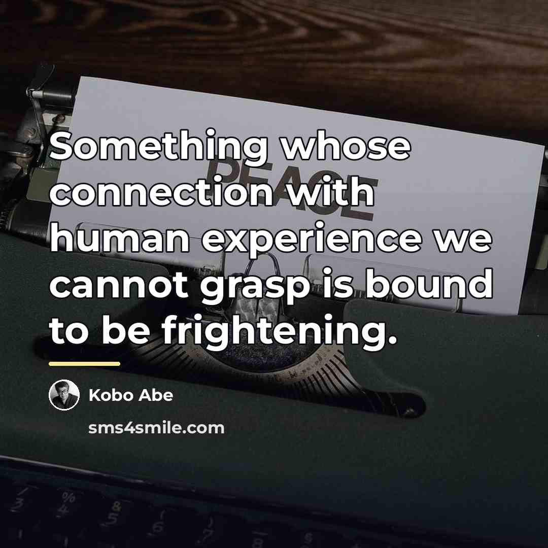 “Something whose connection with human experience we cannot grasp is…” quote by Kobo Abe