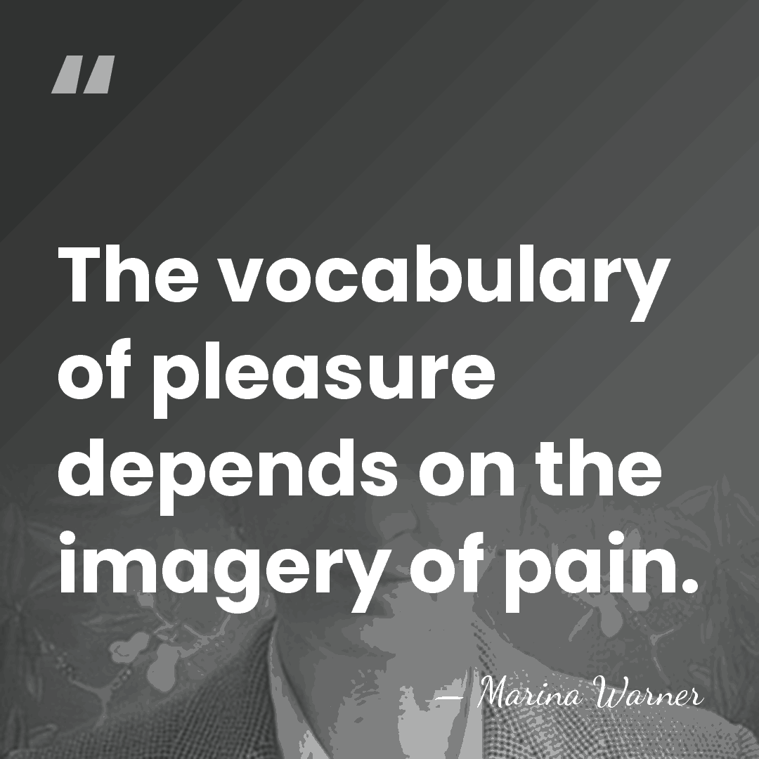The vocabulary of pleasure depends on the imagery of pain. - Marina Warner