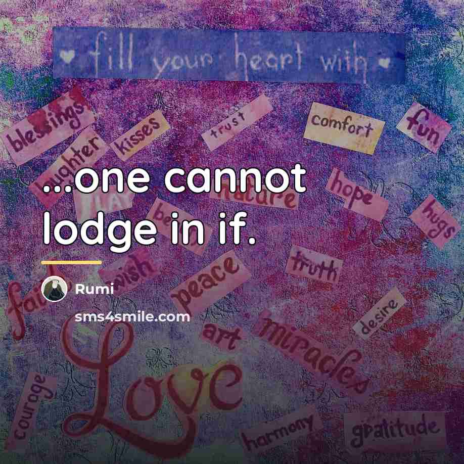 “...one cannot lodge in if.…” quote by Rumi