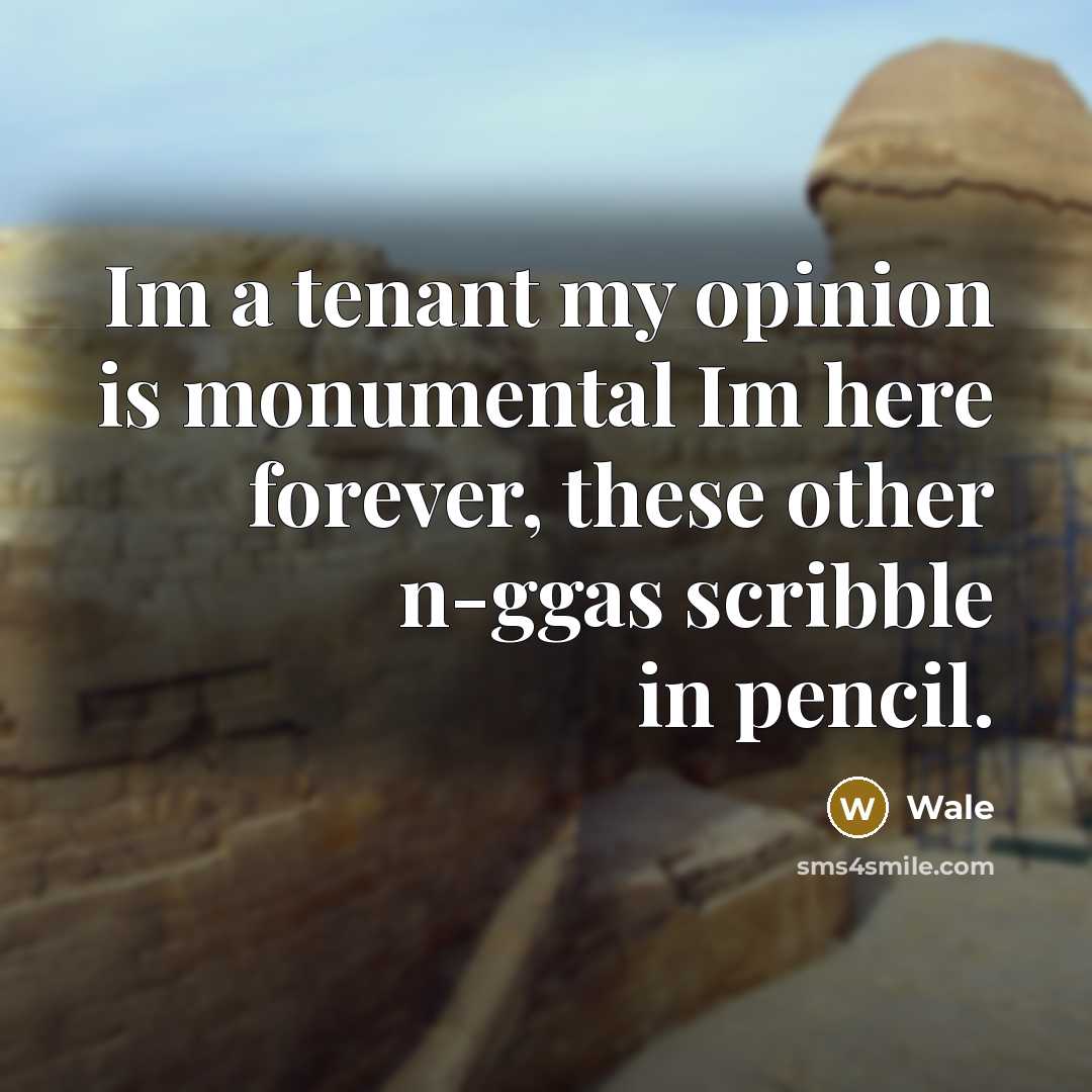 “Im a tenant my opinion is monumental Im here forever, these other n-ggas scribble in pencil.” quote by Wale