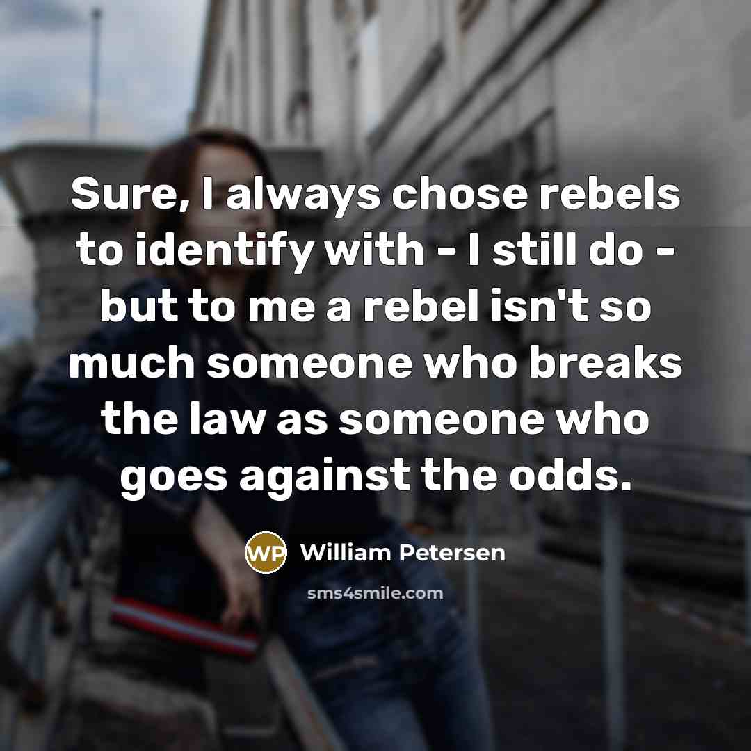 “Sure, I always chose rebels to identify with - I…” quote by William Petersen