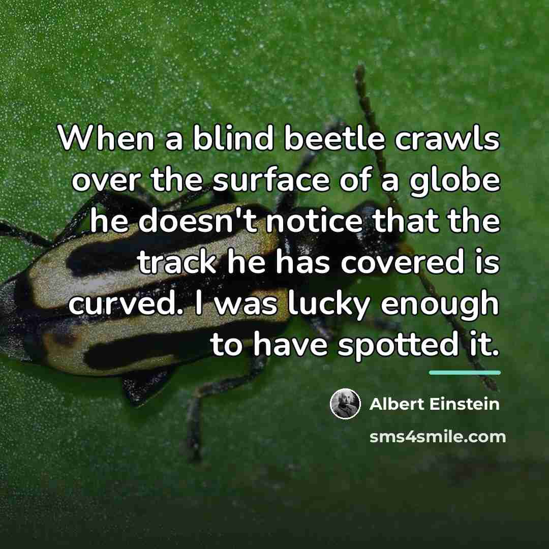 “When a blind beetle crawls over the surface of a…” quote by Albert Einstein