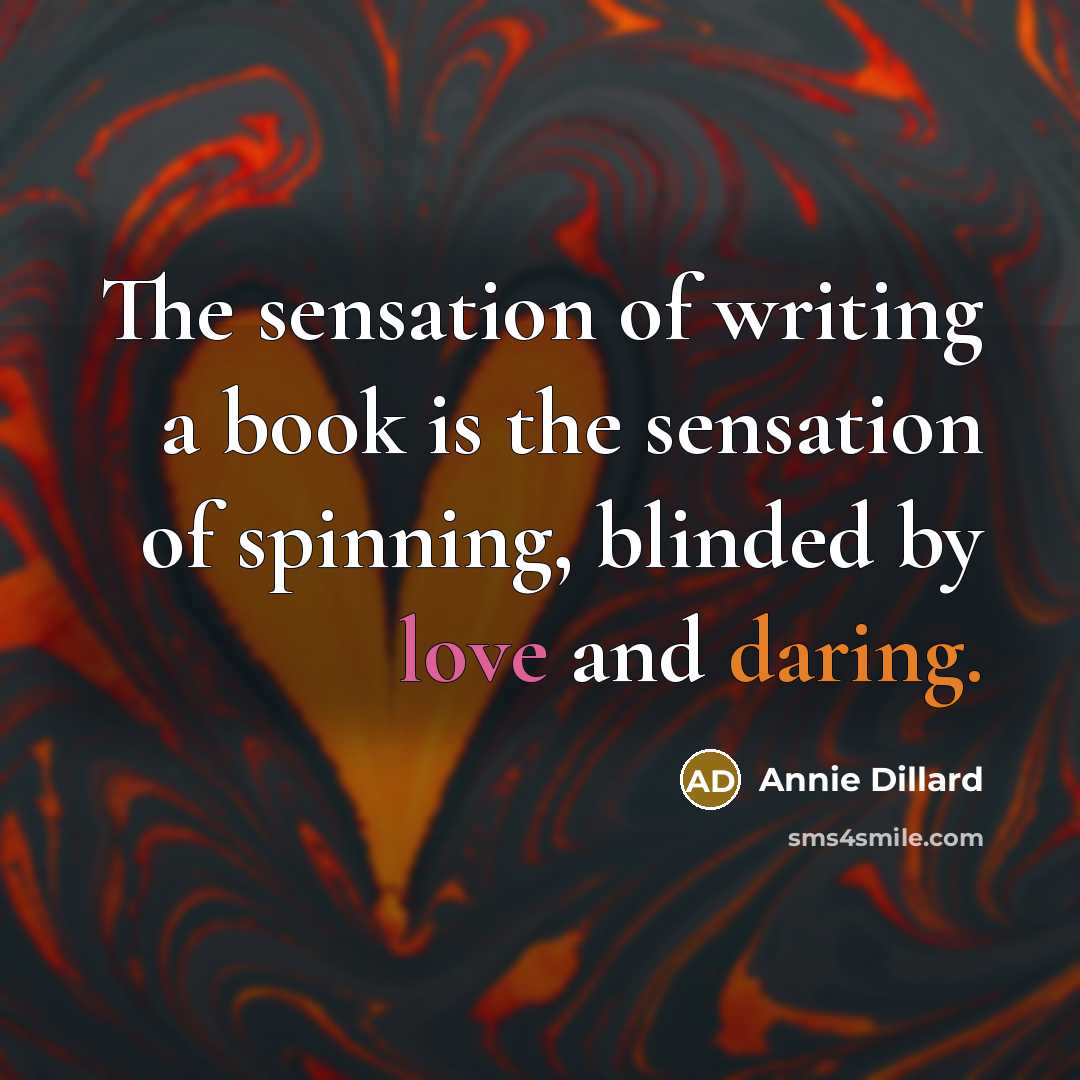 “The sensation of writing a book is the sensation of…” quote by Annie Dillard