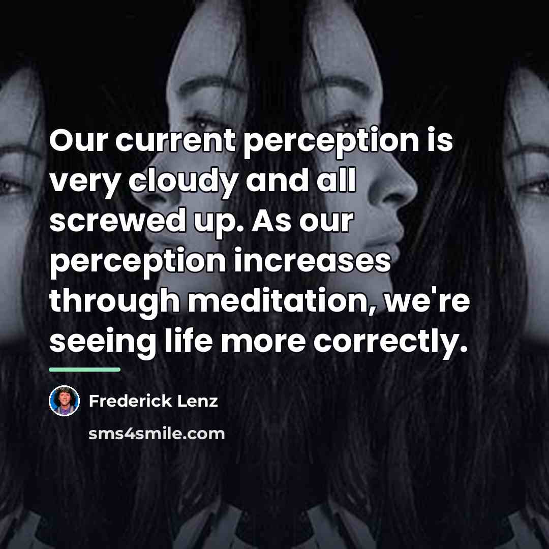 “Our current perception is very cloudy and all screwed up.…” quote by Frederick Lenz