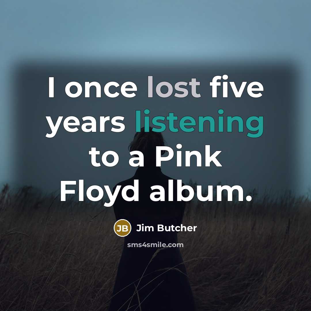 “I once lost five years listening to a Pink Floyd…” quote by Jim Butcher