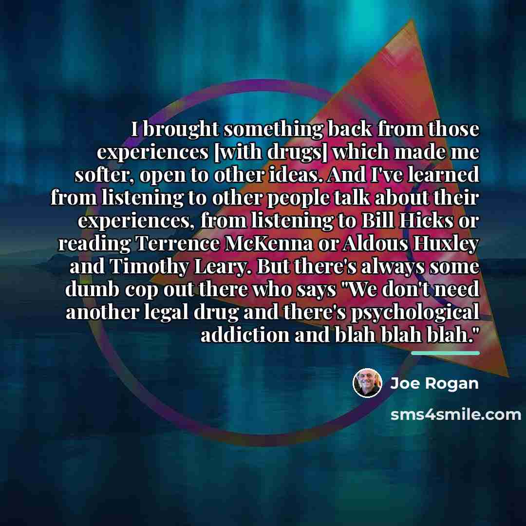 “I brought something back from those experiences [with drugs] which…” quote by Joe Rogan