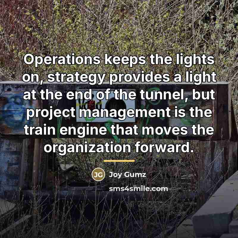 “Operations keeps the lights on, strategy provides a light at…” quote by Joy Gumz