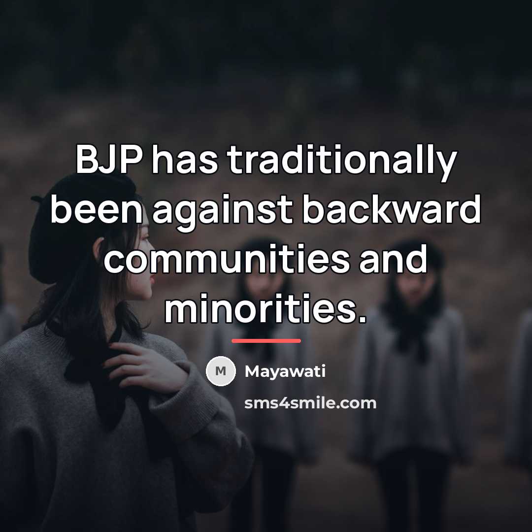 “BJP has traditionally been against backward communities and minorities.…” quote by Mayawati