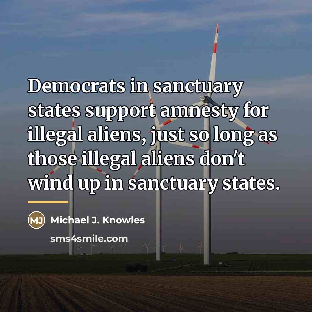 “Democrats in sanctuary states support amnesty for illegal aliens, just…” quote by Michael J. Knowles