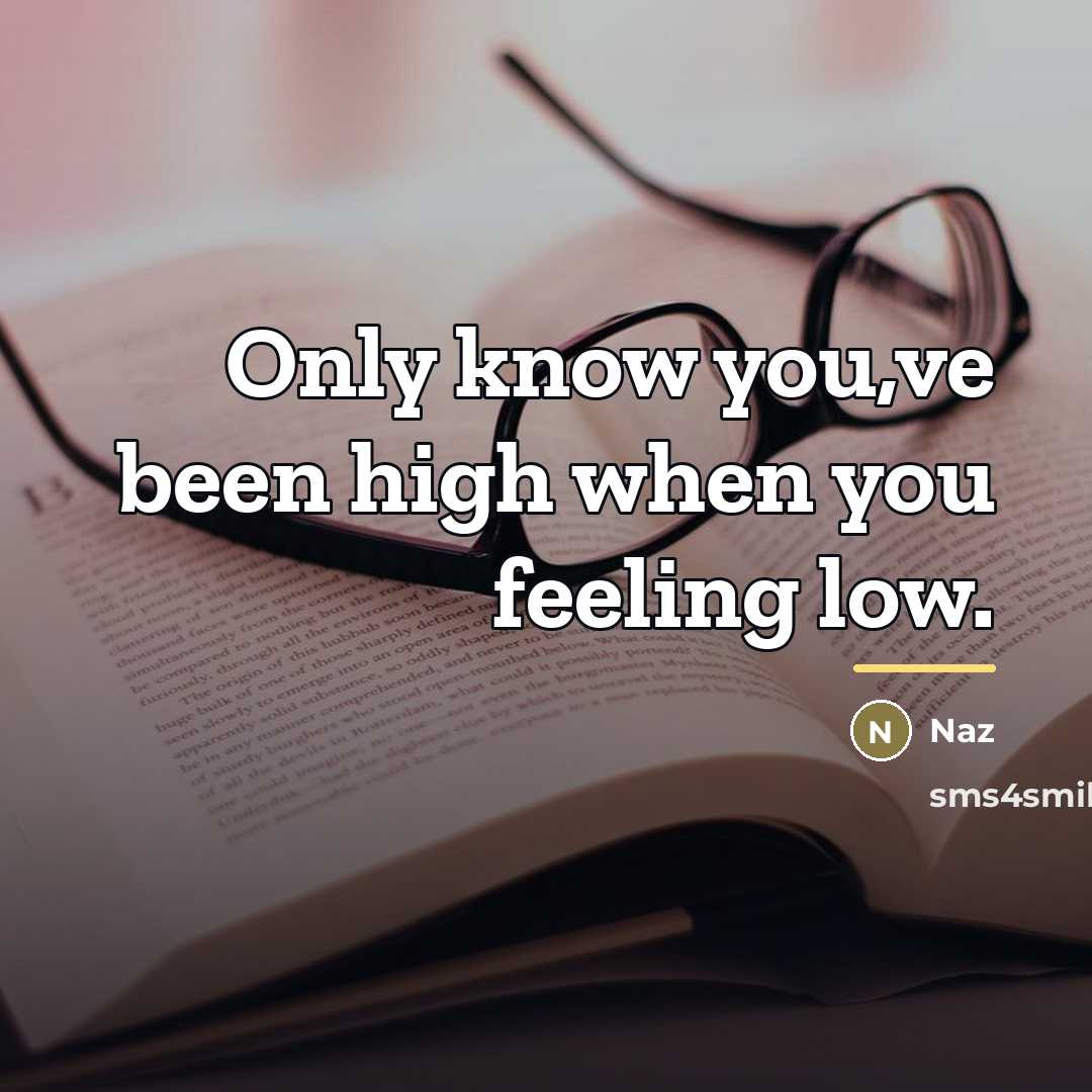 “Only know you,ve been high when you feeling low.…” quote by Naz