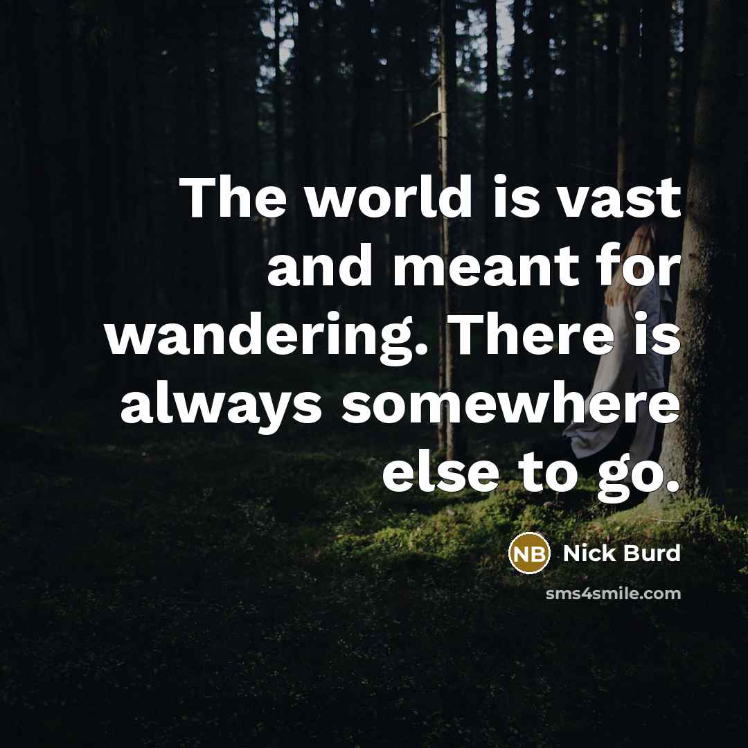 “The world is vast and meant for wandering. There is…” quote by Nick Burd
