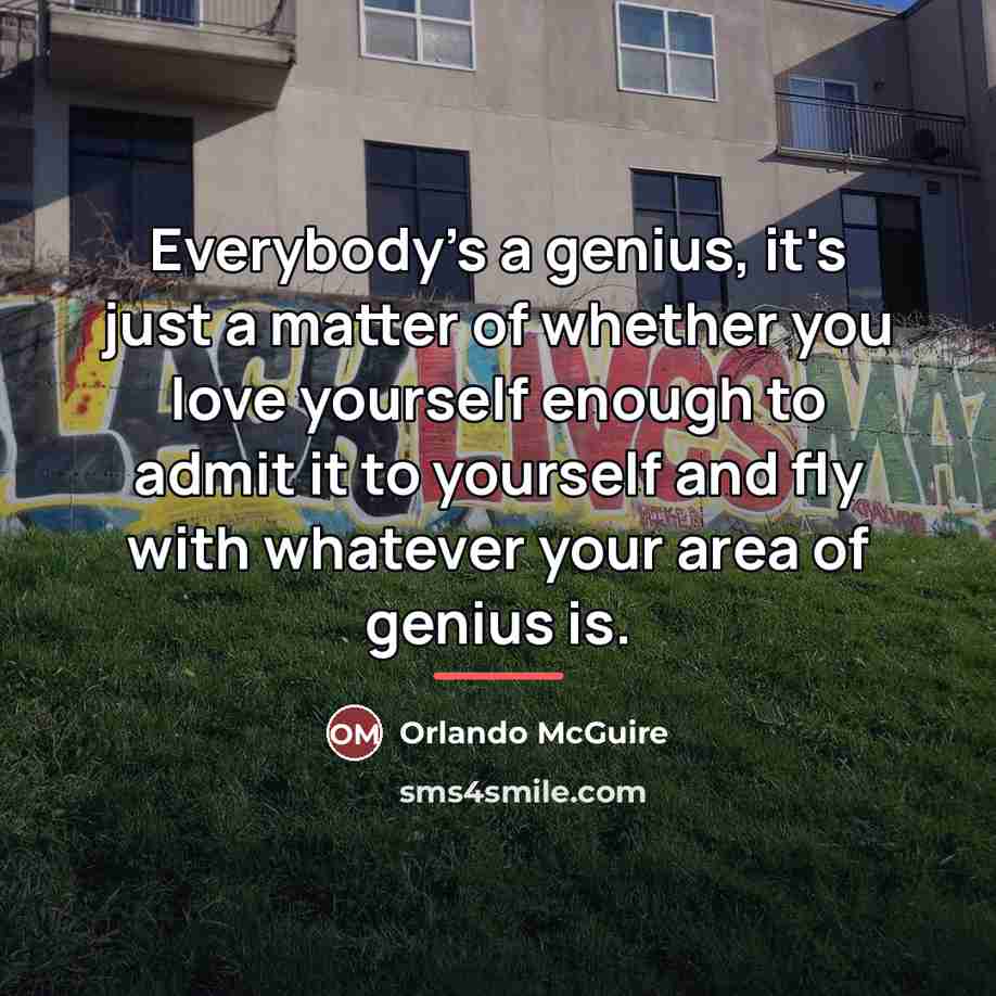 “Everybody's a genius, it's just a matter of whether you…” quote by Orlando McGuire
