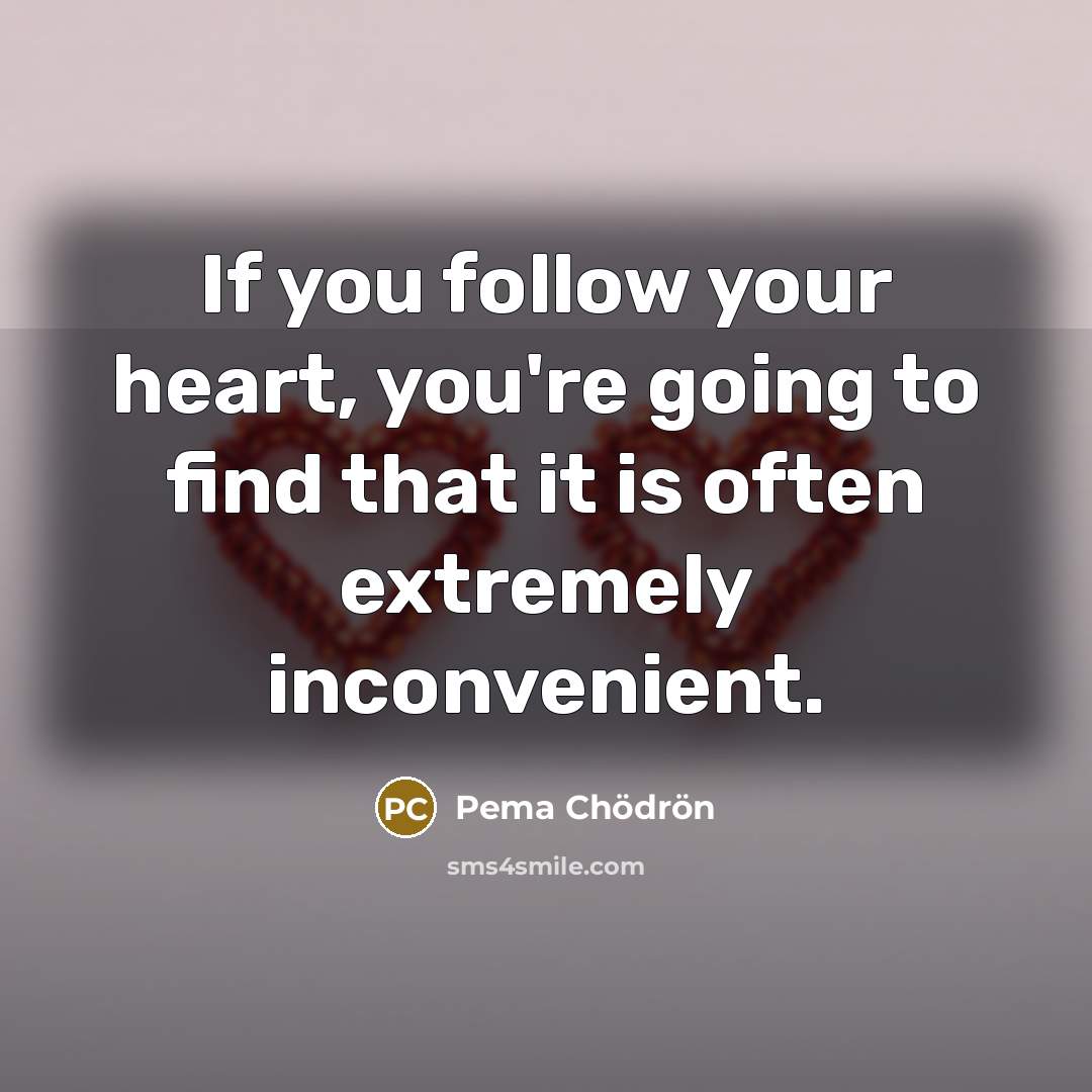 “If you follow your heart, you're going to find that…” quote by Pema Chodron