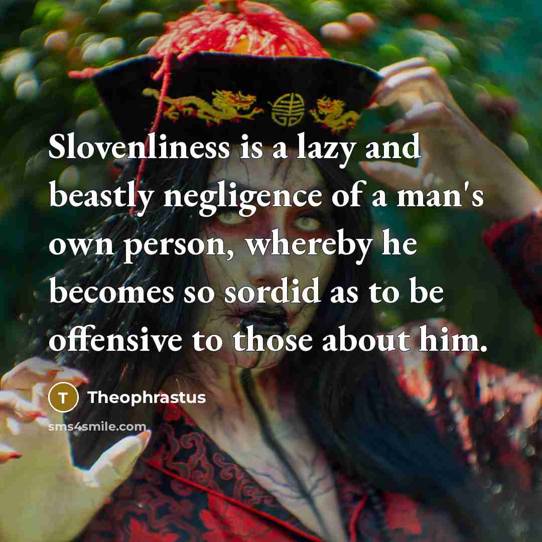 “Slovenliness is a lazy and beastly negligence of a man's…” quote by Theophrastus