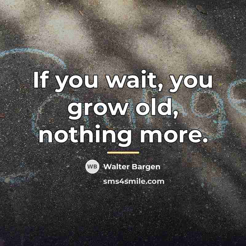 “If you wait, you grow old, nothing more.…” quote by Walter Bargen