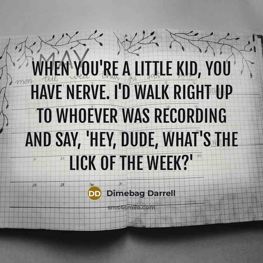 “When you're a little kid, you have nerve. I'd walk…” quote by Dimebag Darrell