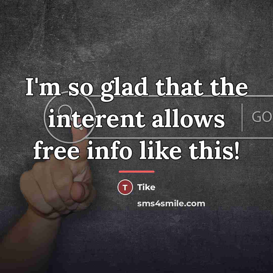 “I'm so glad that the interent allows free info like…” quote by Tike