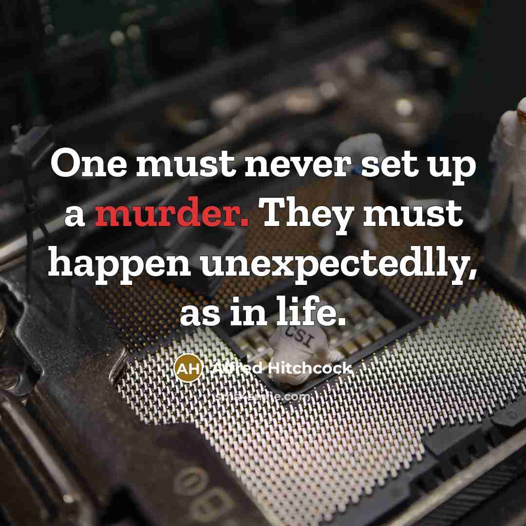 “One must never set up a murder. They must happen…” quote by Alfred Hitchcock