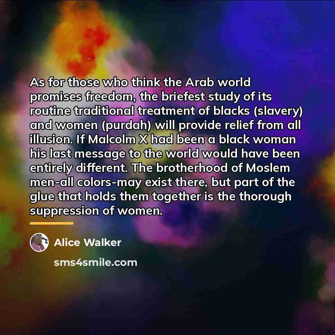 “As for those who think the Arab world promises freedom,…” quote by Alice Walker